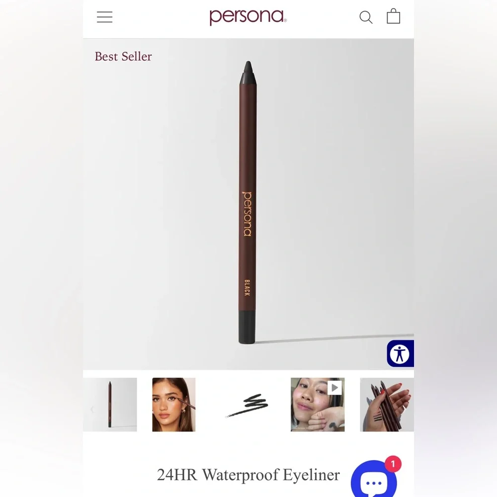 PERSONA COSMETICS 24HR WATERPROOF EYELINER IN SHADE BLACK (NEW NO BOX)